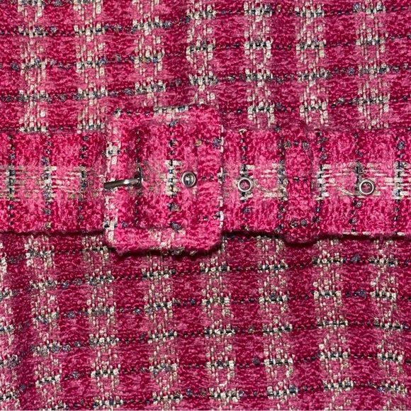J.Crew | NWT Pink Metallic Tweed Belted Mini Dress | Size 10 Petite (10P) - Picture 5 of 12